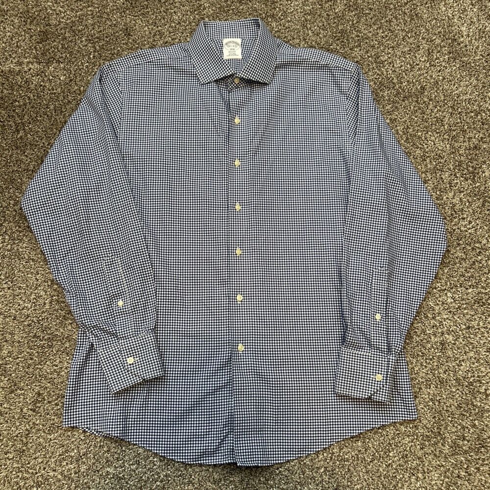Brooks Brothers Regent 16 1/2-4/5 Blue Button Down Shirt All Cotton Check